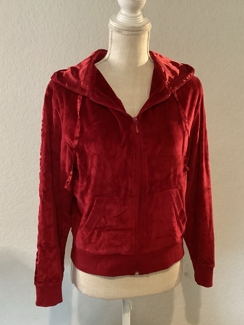 Mountain Lake Casuals Deep Red Velour Hoodie